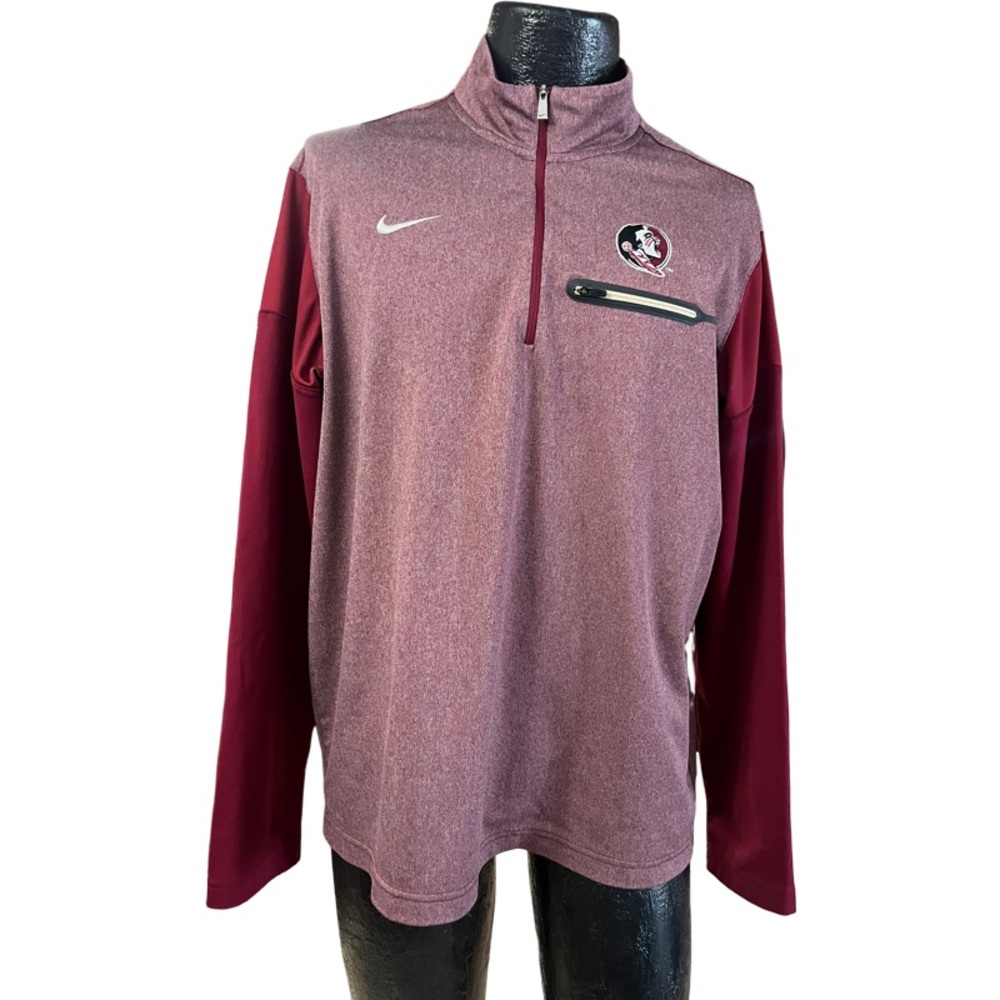 Florida State Men's Nike Football Coaches Pocket Quarterzip Size L